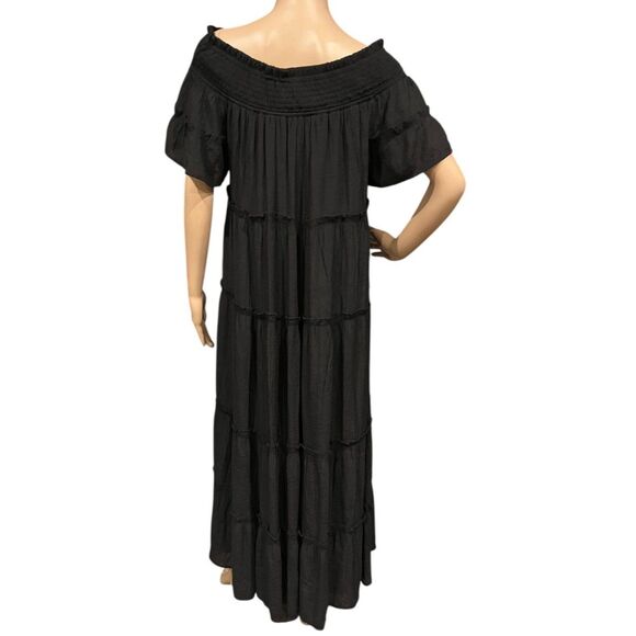 JODIFIL Tiered Off The Shoulder Maxi Dress in Black Sz M - Picture 8 of 9